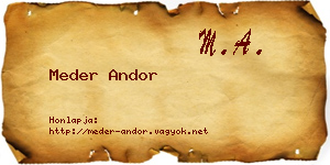 Meder Andor névjegykártya
